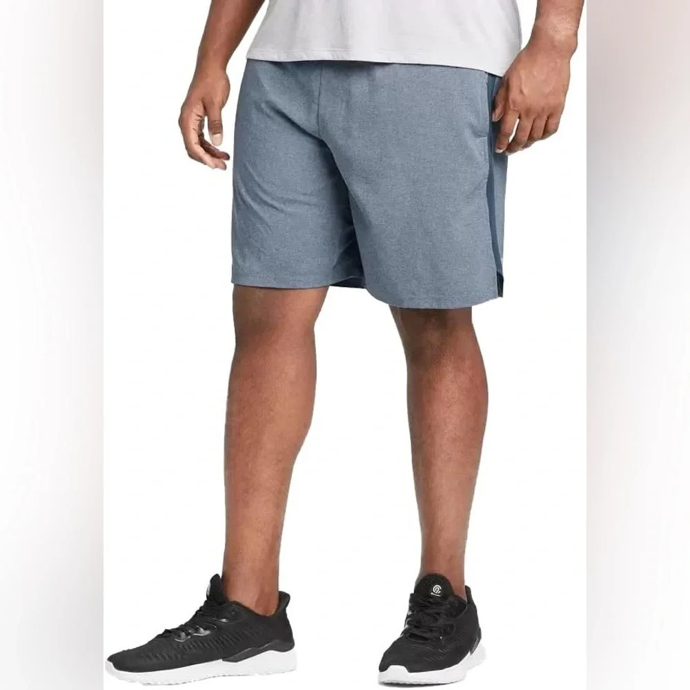 NWT All in Motion All in Men's Lined Run Shorts 9" Gym Running Blue Grey XXL 2XL